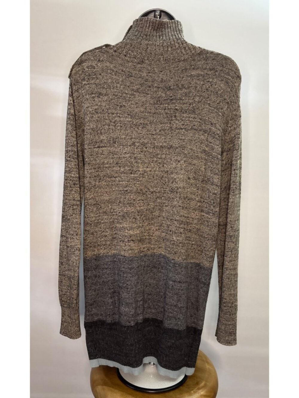 Women's Gap Stripe Snap Turtleneck Long Sleeve Sweater Tunic Gray Size Small - Picture 10 of 15